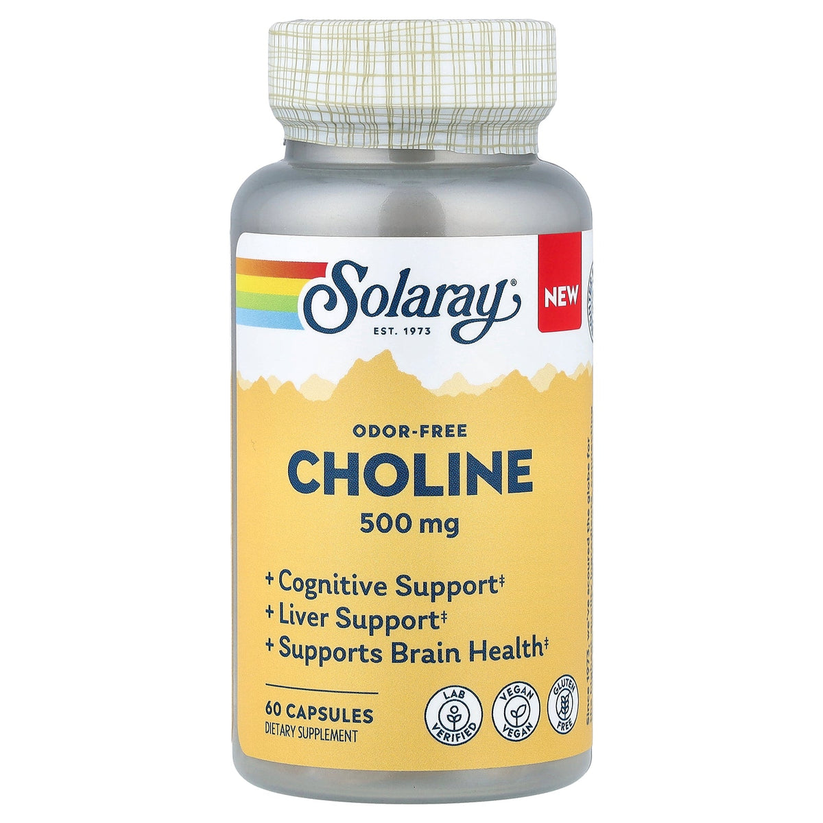Solaray, Choline, Odor-Free, 500 mg, 60 Capsules