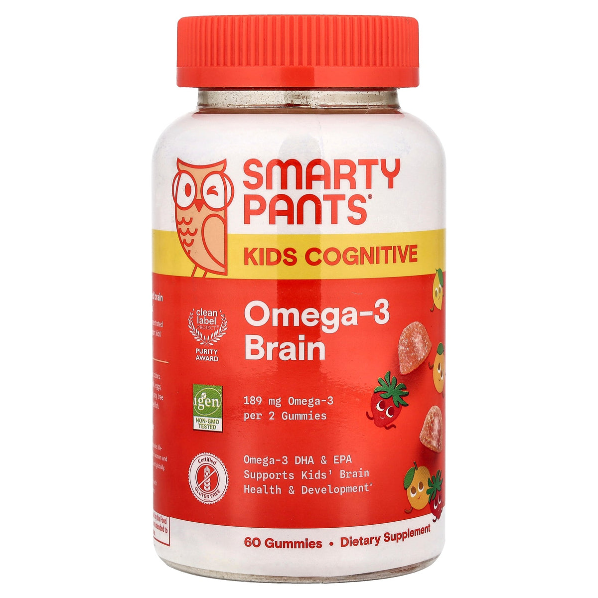 SmartyPants, Kids Cognitive, Omega-3 Brain, Citrus Punch, 60 Gummies