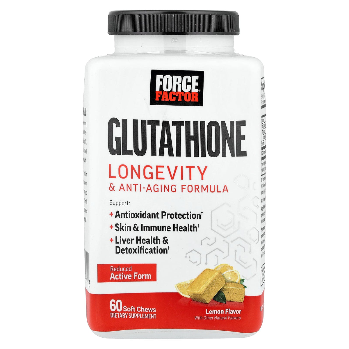 Force Factor, Glutathione, Longevity & Anti-Aging Formula, Lemon, 60 Soft Chews (250 mg per Soft Chew)