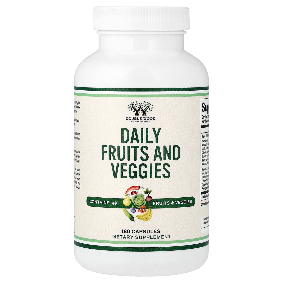 Double Wood Supplements, Daily Fruits And Veggies, 180 Capsules
