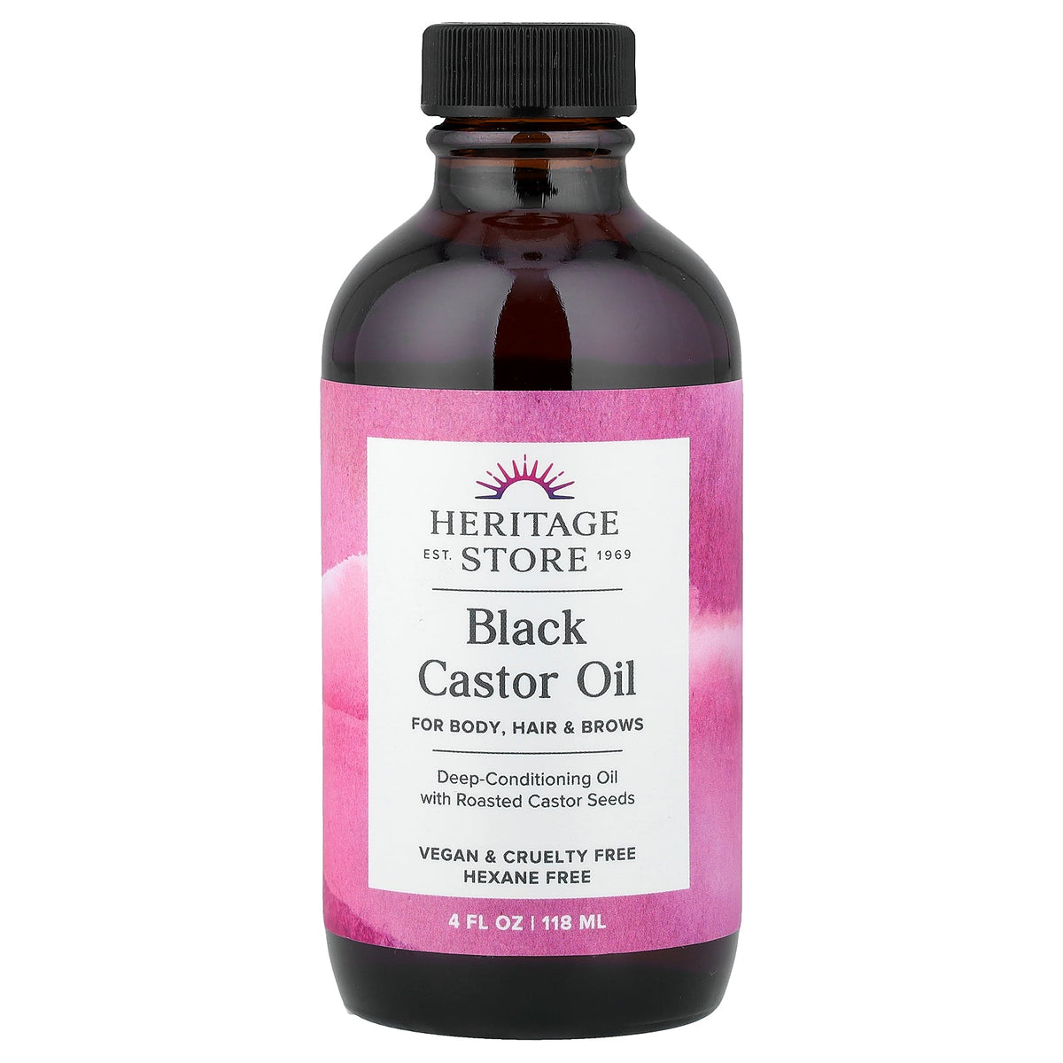 Heritage Store, Black Castor Oil, 4 fl oz (118 ml)