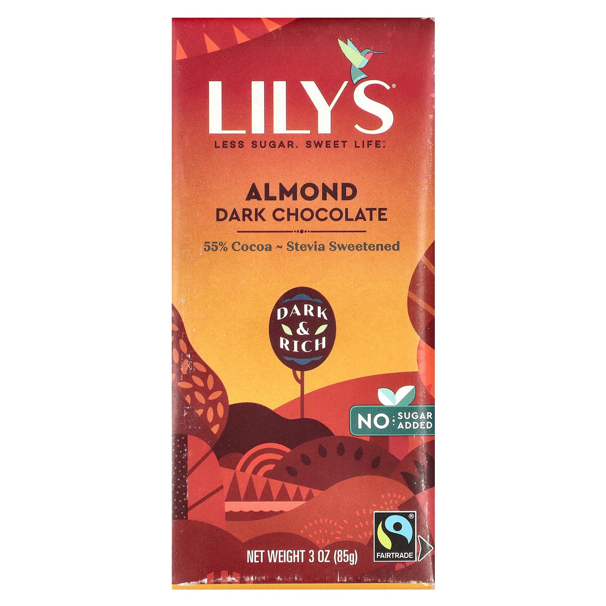 Lily's Sweets, Dark Chocolate Bar, Almond, 55% Cocoa, 3 oz (85 g)