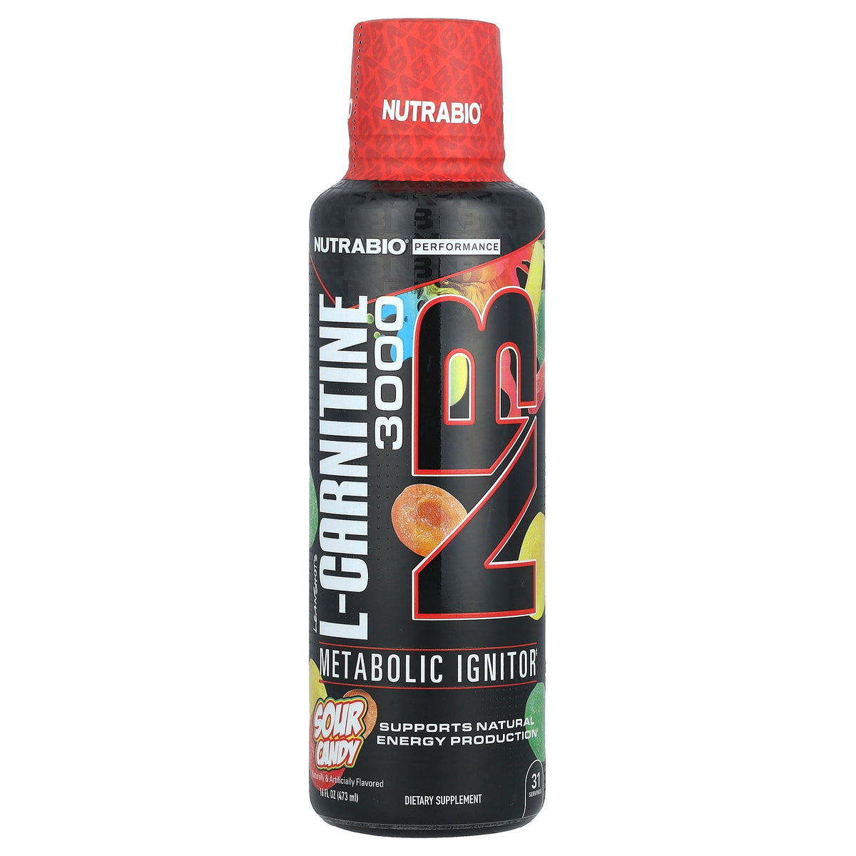 NutraBio, Lean Shots L-Carnitine 3000, Sour Candy, 16 fl oz (473 ml)