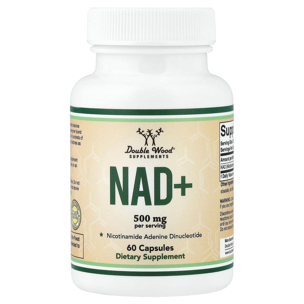 Double Wood Supplements, NAD+, 60 Capsules (250 mg per Capsule)