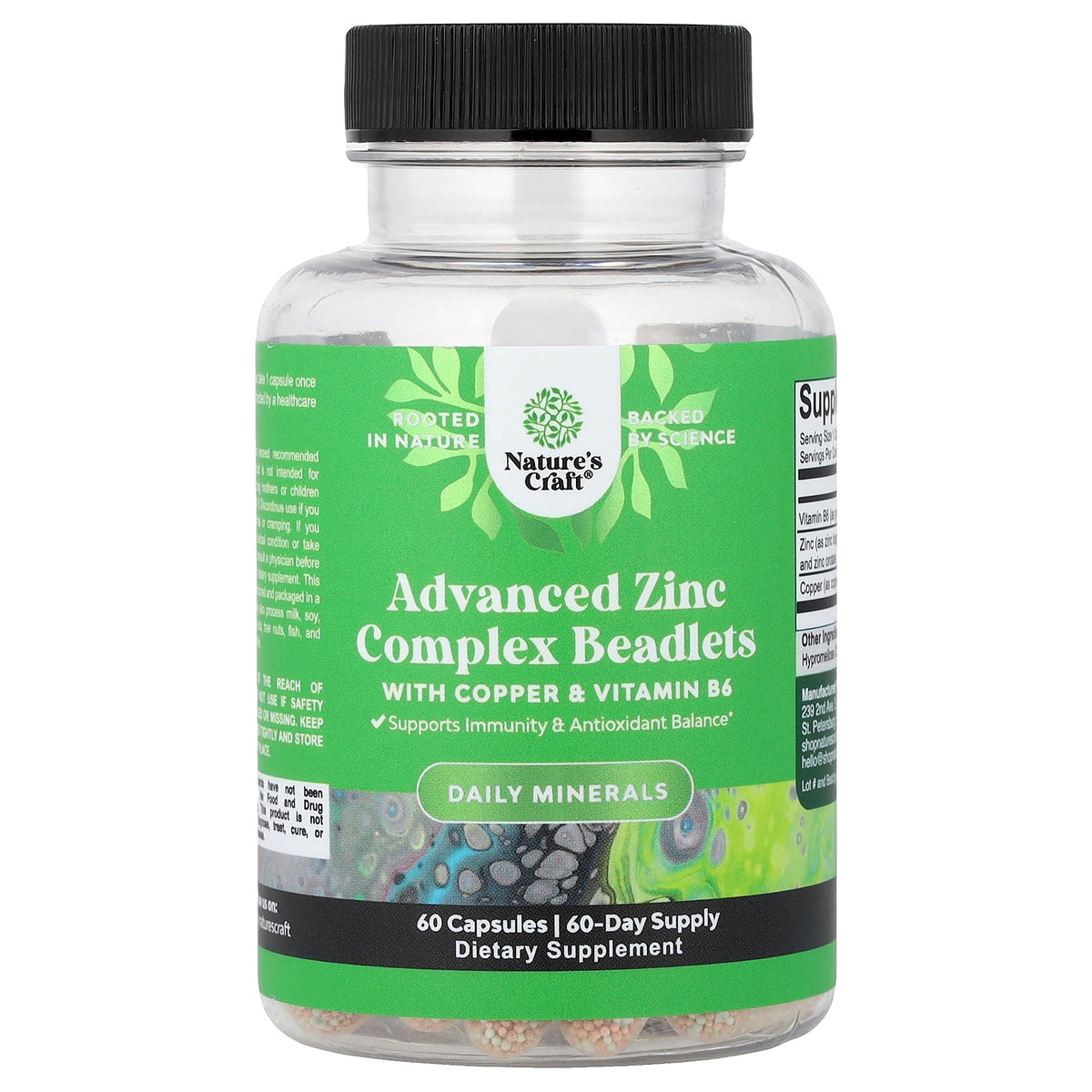 Nature's Craft, Advanced Zinc Complex Beadlets with Copper & Vitamin B6, 60 Capsules