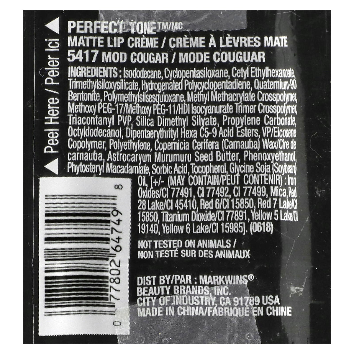 Black Radiance, Perfect Tone, Matte Lip Crème, 5417 Mod Cougar, 0.17 fl oz (5.1 ml)