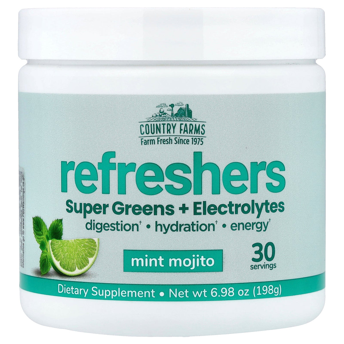 Country Farms, Refreshers, Super Greens + Electrolytes, Mint Mojito , 6.98 oz (198 g)