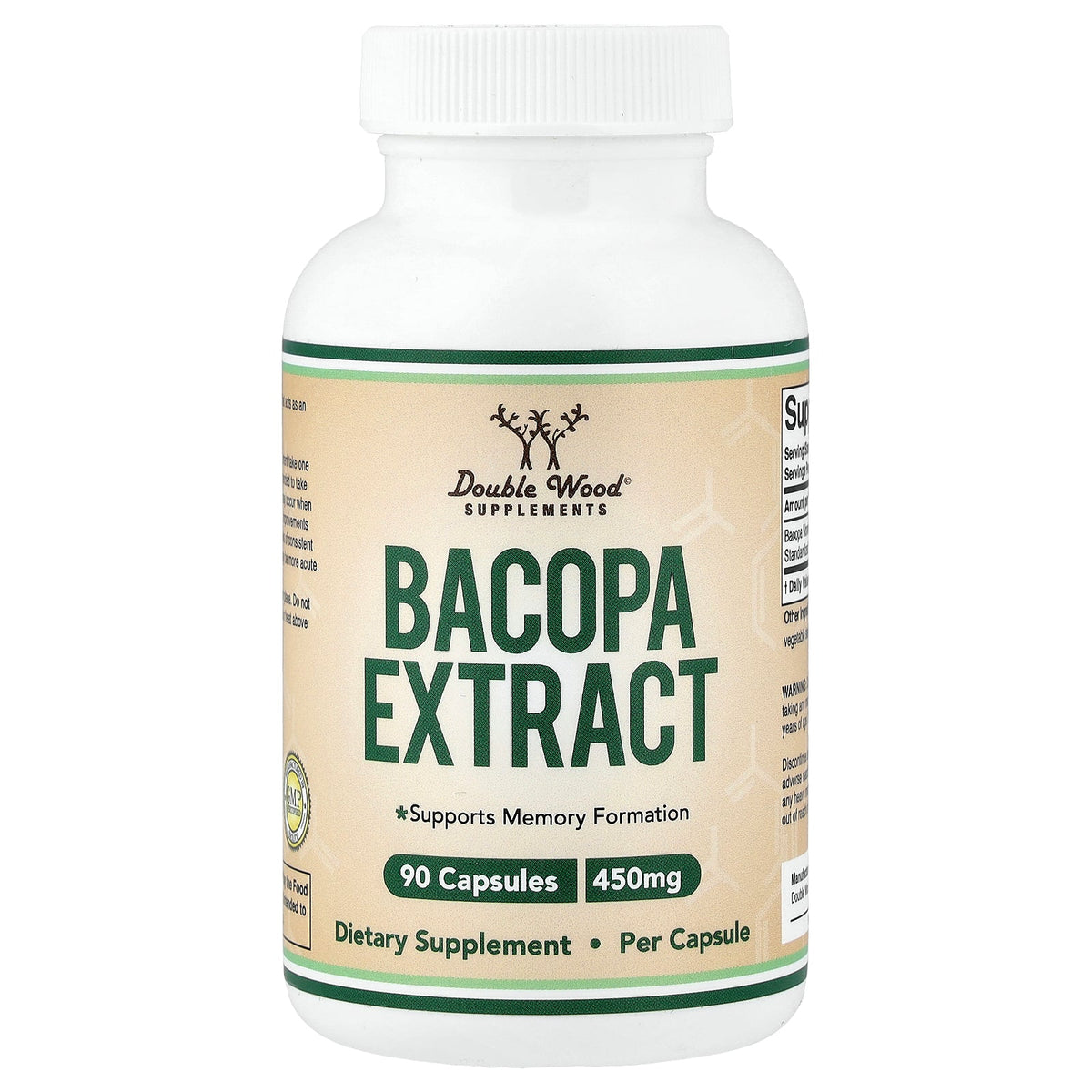 Double Wood Supplements, Bacopa Extract, 450 mg, 90 Capsules