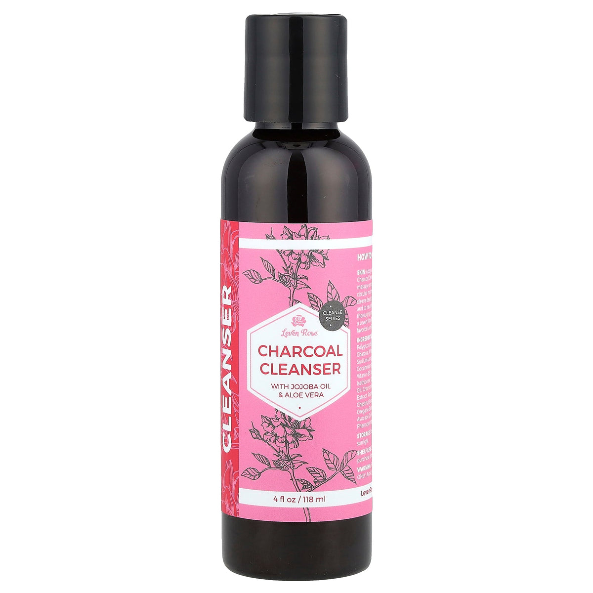 Leven Rose, Charcoal Cleanser with Jojoba Oil & Aloe Vera , 4 fl oz (118 ml)
