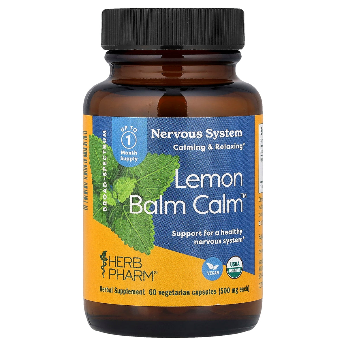 Herb Pharm, Lemon Balm Calm™, 500 mg, 60 Vegetarian Capsules
