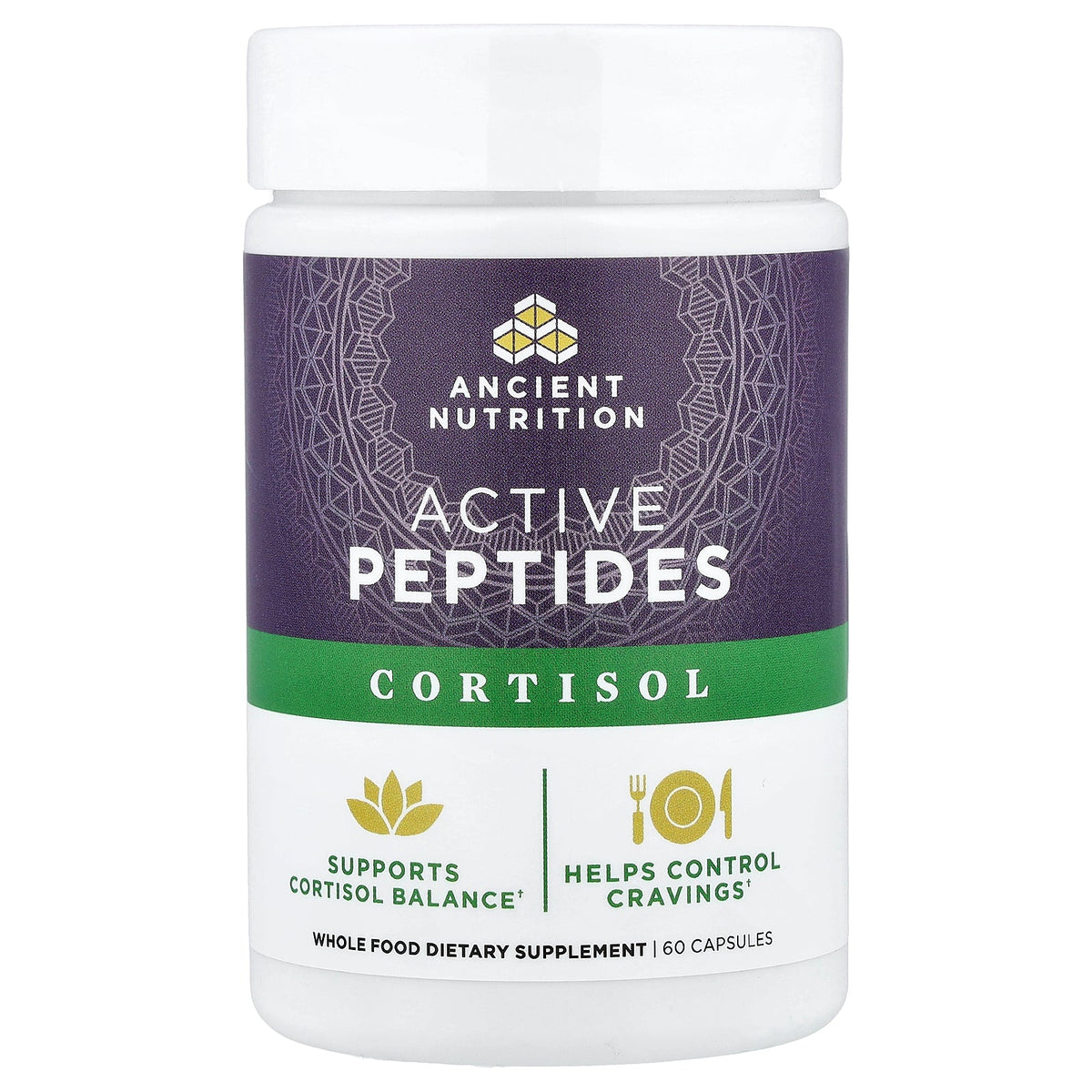 Ancient Nutrition, Active Peptides, Cortisol, 60 Capsules