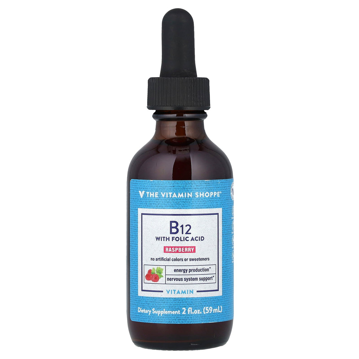 The Vitamin Shoppe, Vitamin B12 with Folic Acid, Raspberry, 2 fl oz (59 ml)