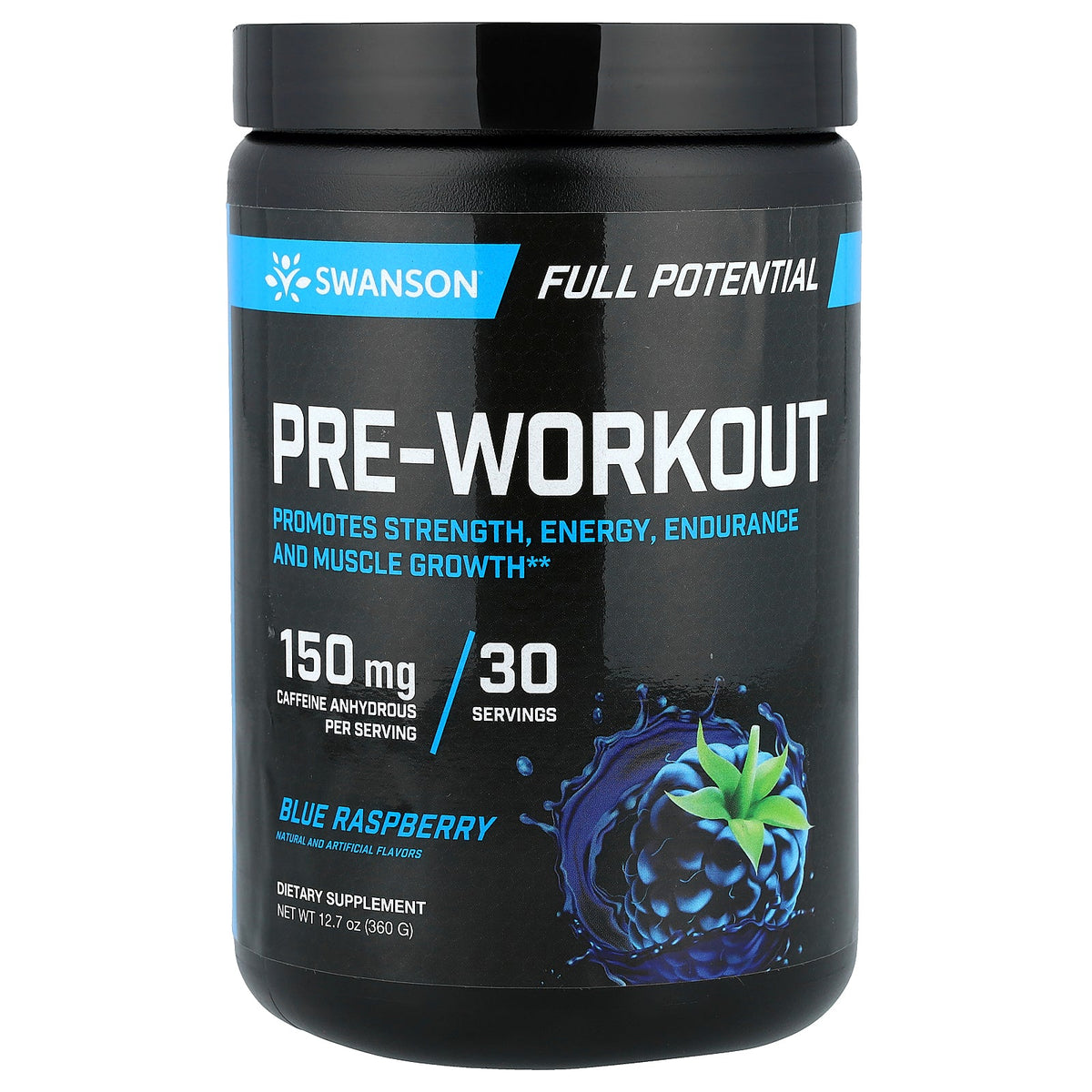Swanson Vitamins, Full Potential Pre-Workout, Blue Raspberry, 12.7 oz (360 g)