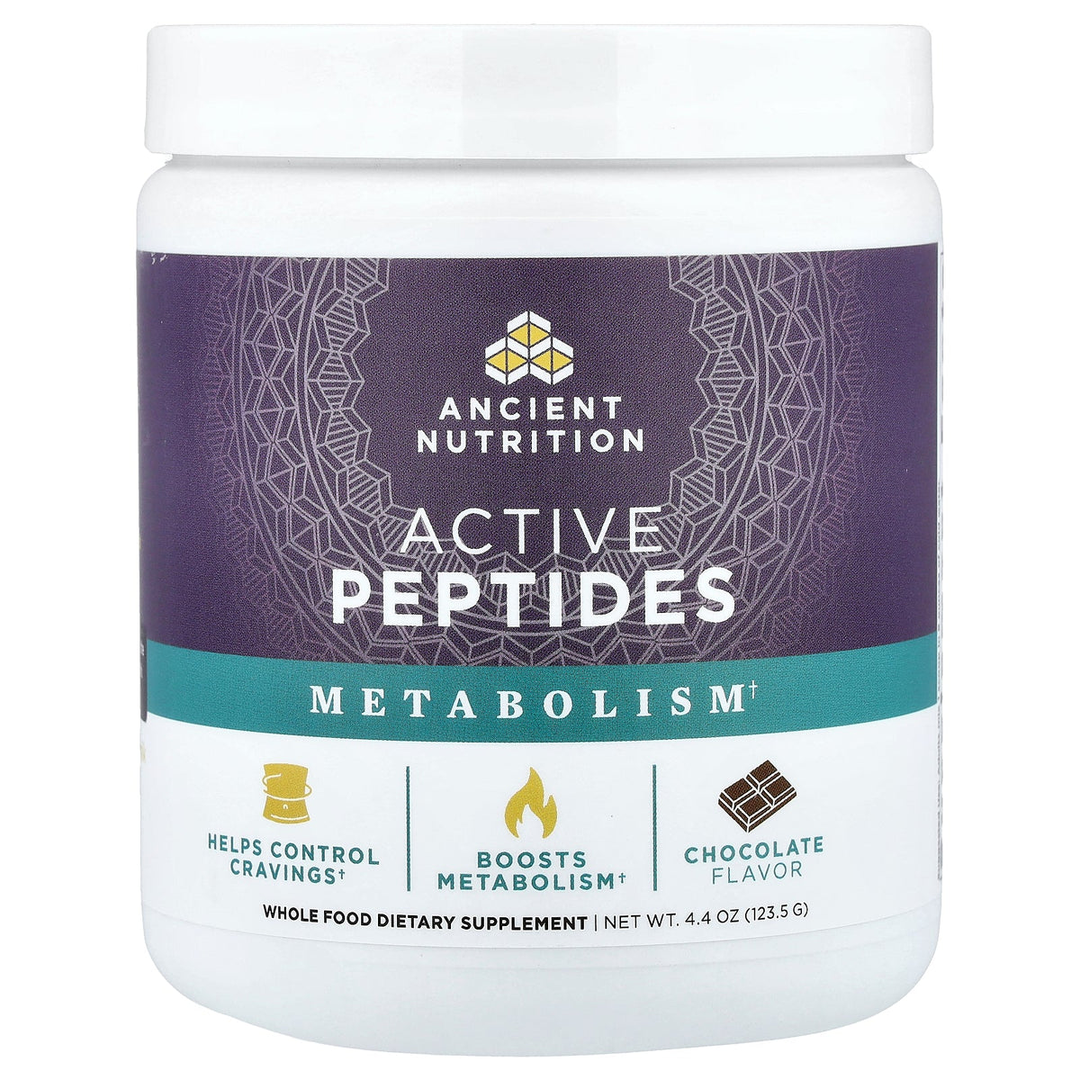 Ancient Nutrition, Active Peptides, Metabolism, Chocolate, 4.4 oz (123.5 g)