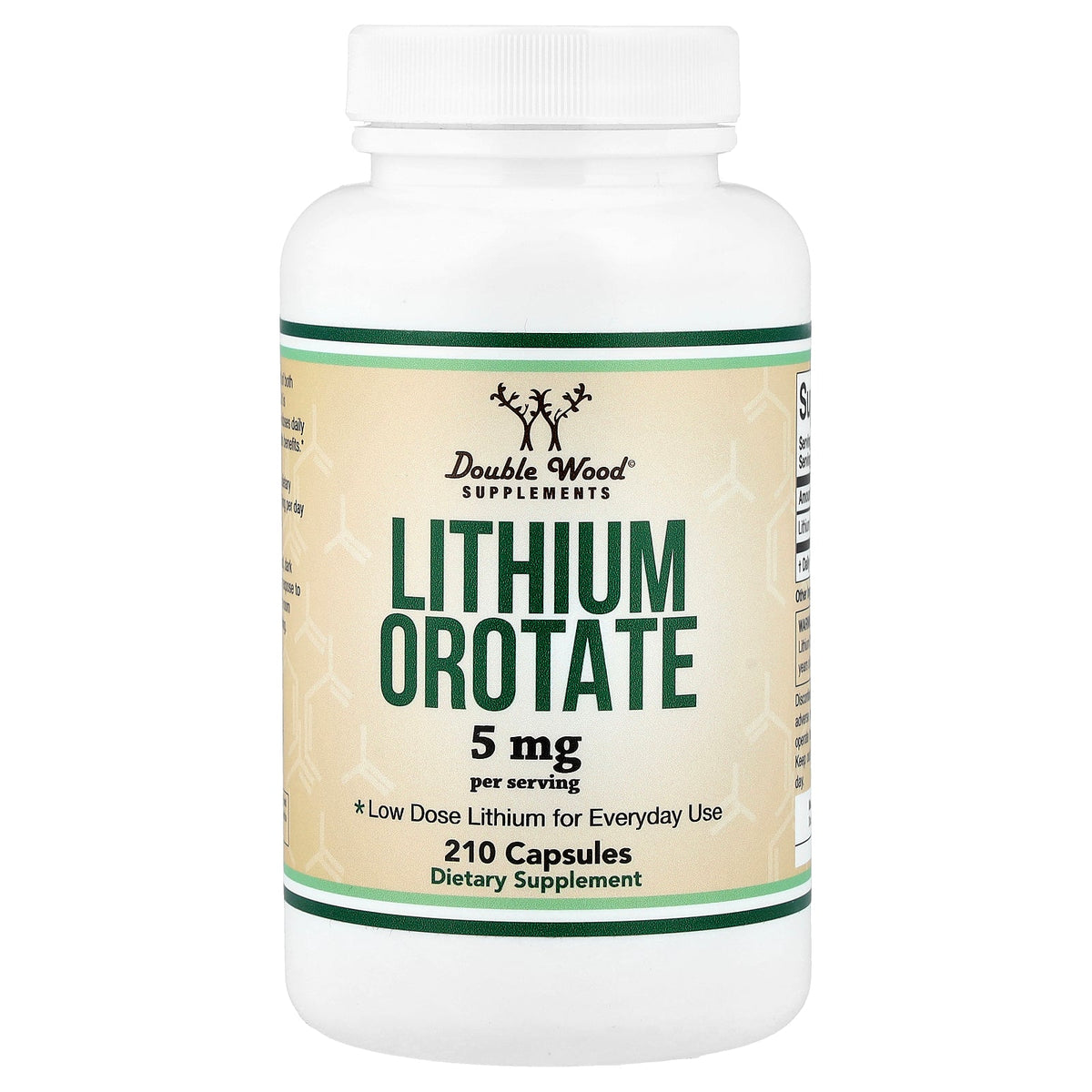 Double Wood Supplements, Lithium Orotate, 5 mg, 210 Capsules