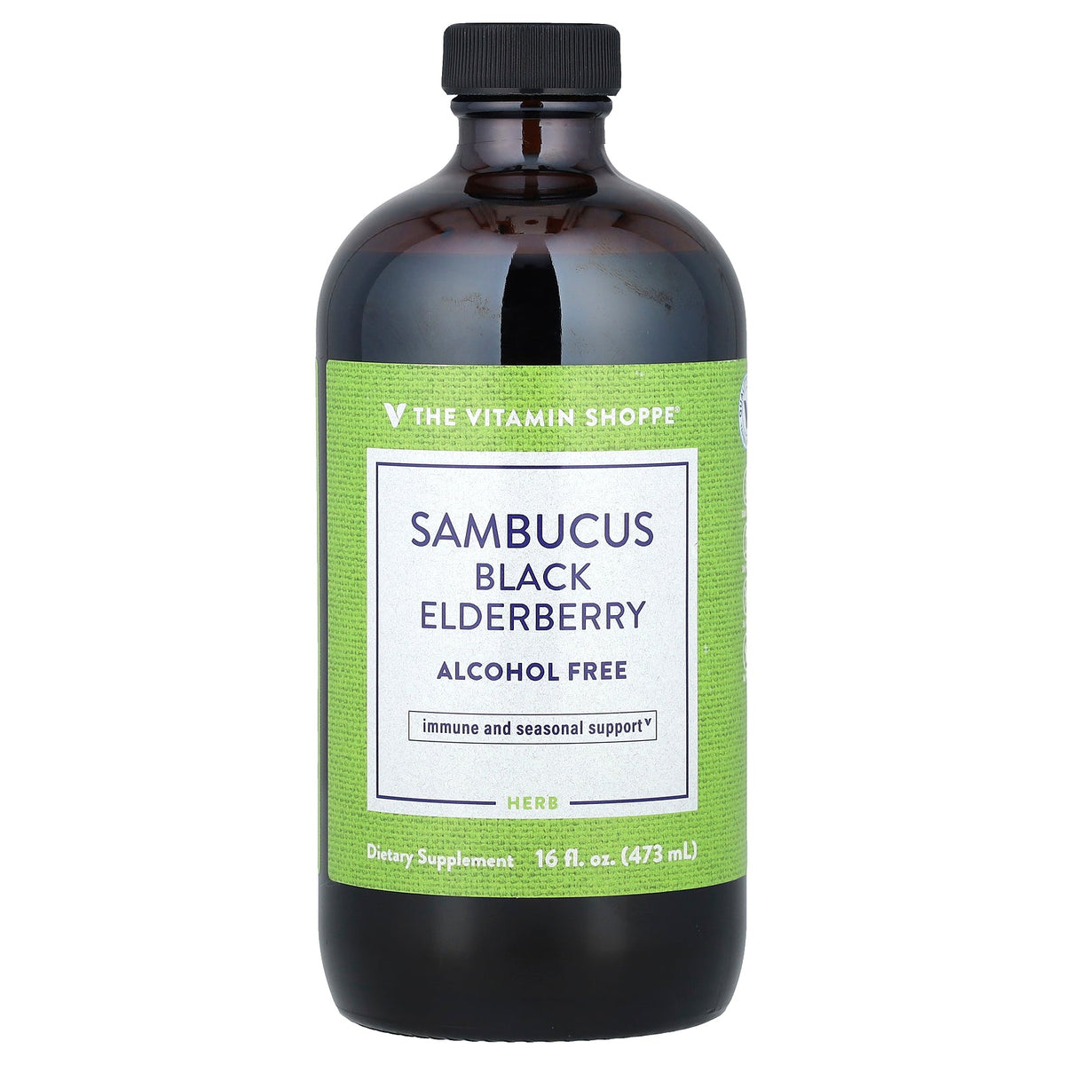 The Vitamin Shoppe, Sambucus Black Elderberry, Alcohol Free, 16 fl oz (473 ml)