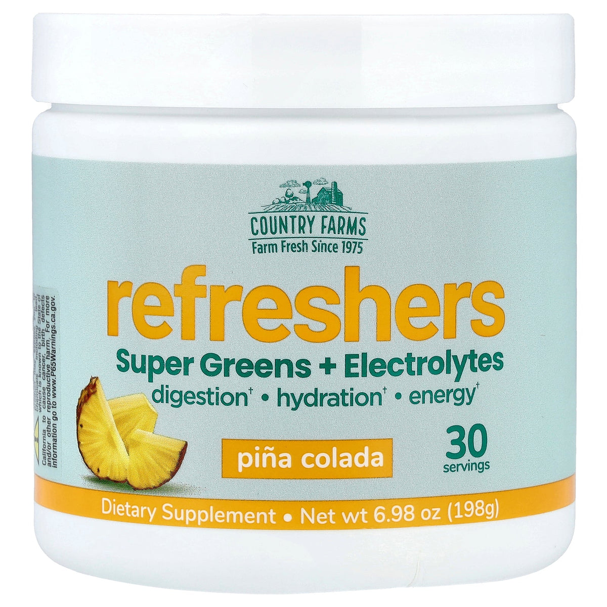 Country Farms, Refreshers, Super Greens + Electrolytes, Pina Colada, 6.98 oz (198 g)
