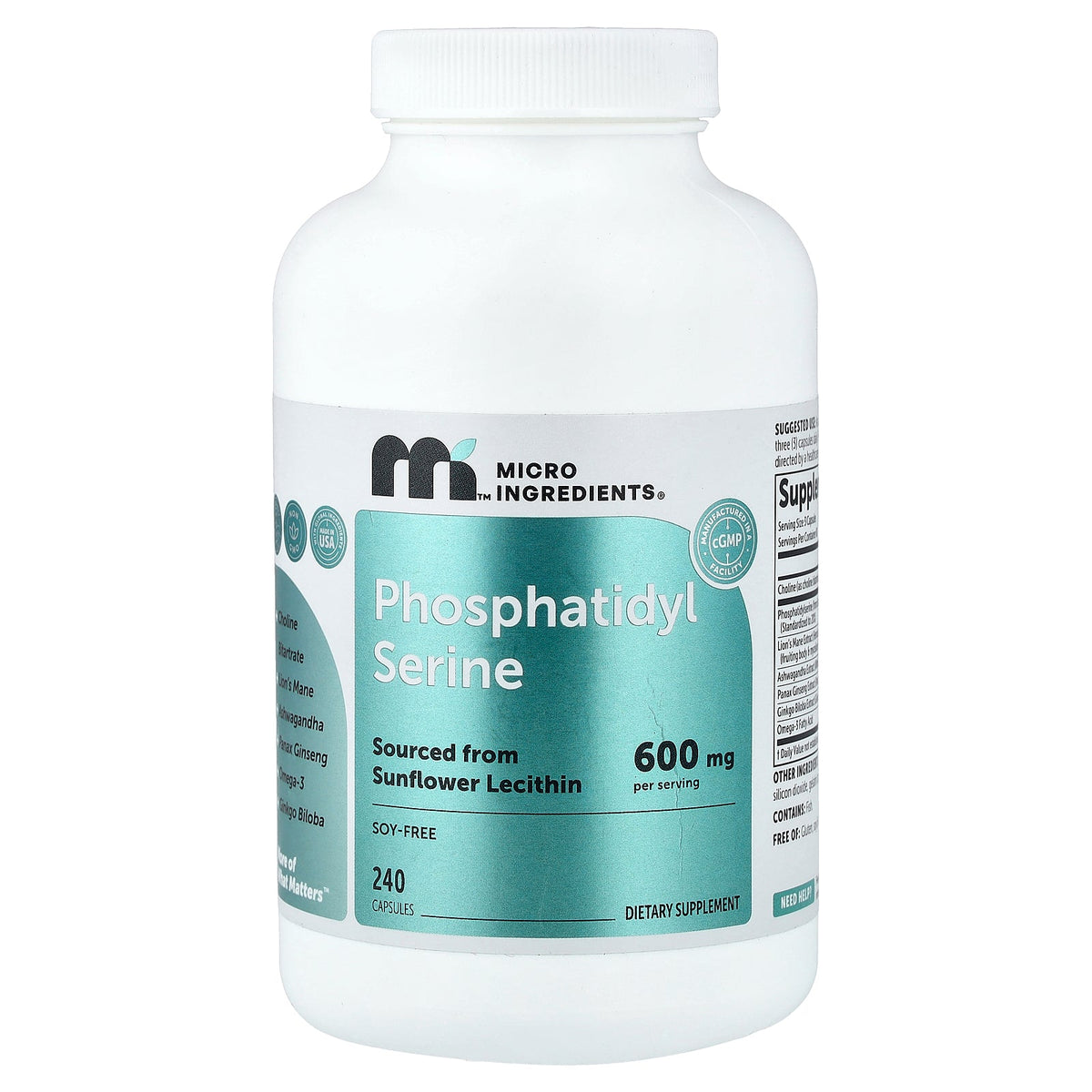 Micro Ingredients, Phosphatidyl Serine, 240 Capsules