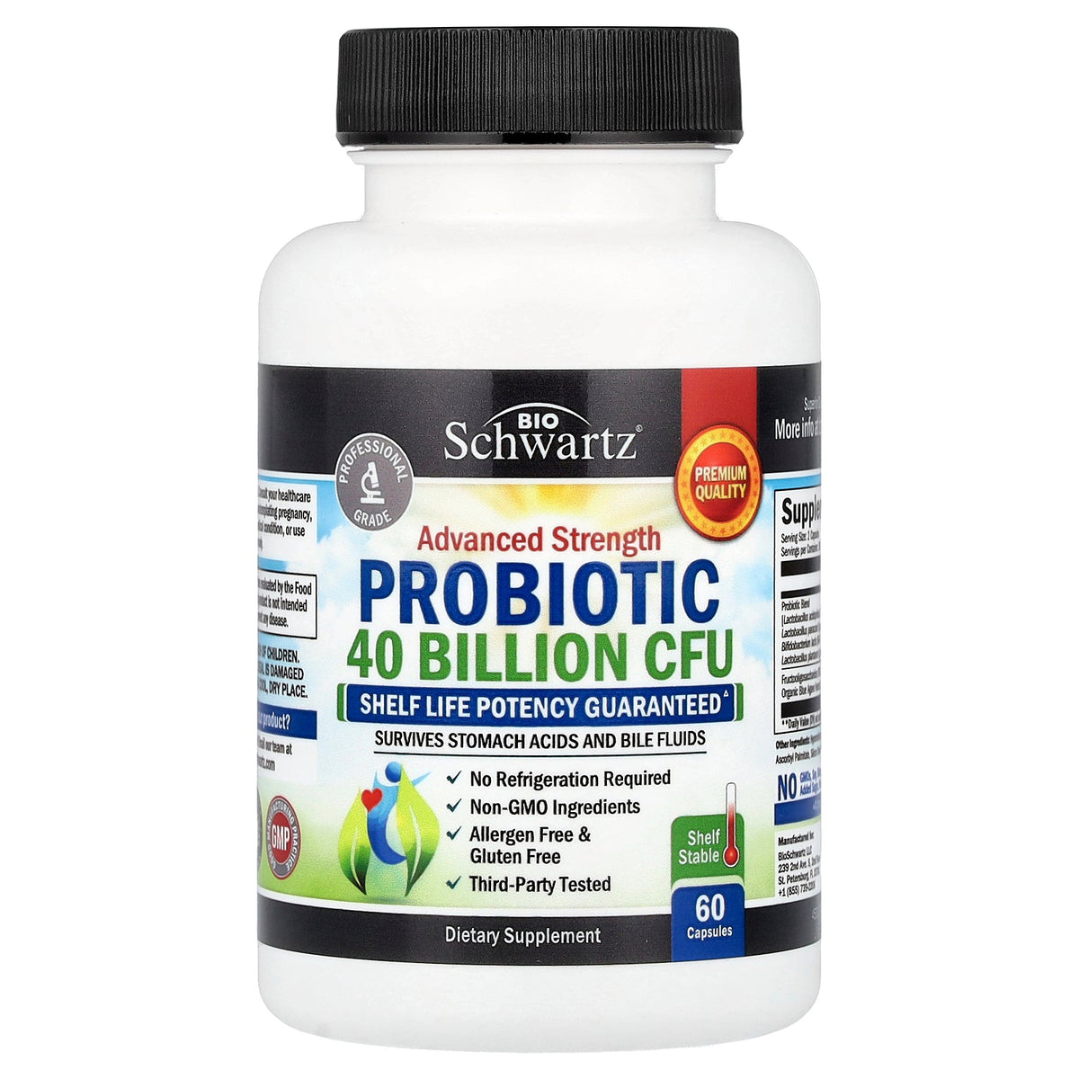 BioSchwartz, Advanced Strength Probiotic, 60 Capsules
