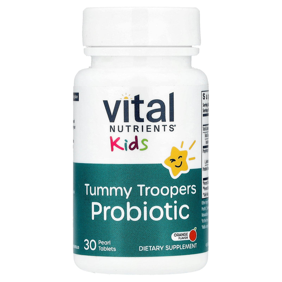Vital Nutrients, Kids, Tummy Troopers Probiotic, Orange, 30 Pearl Tablets
