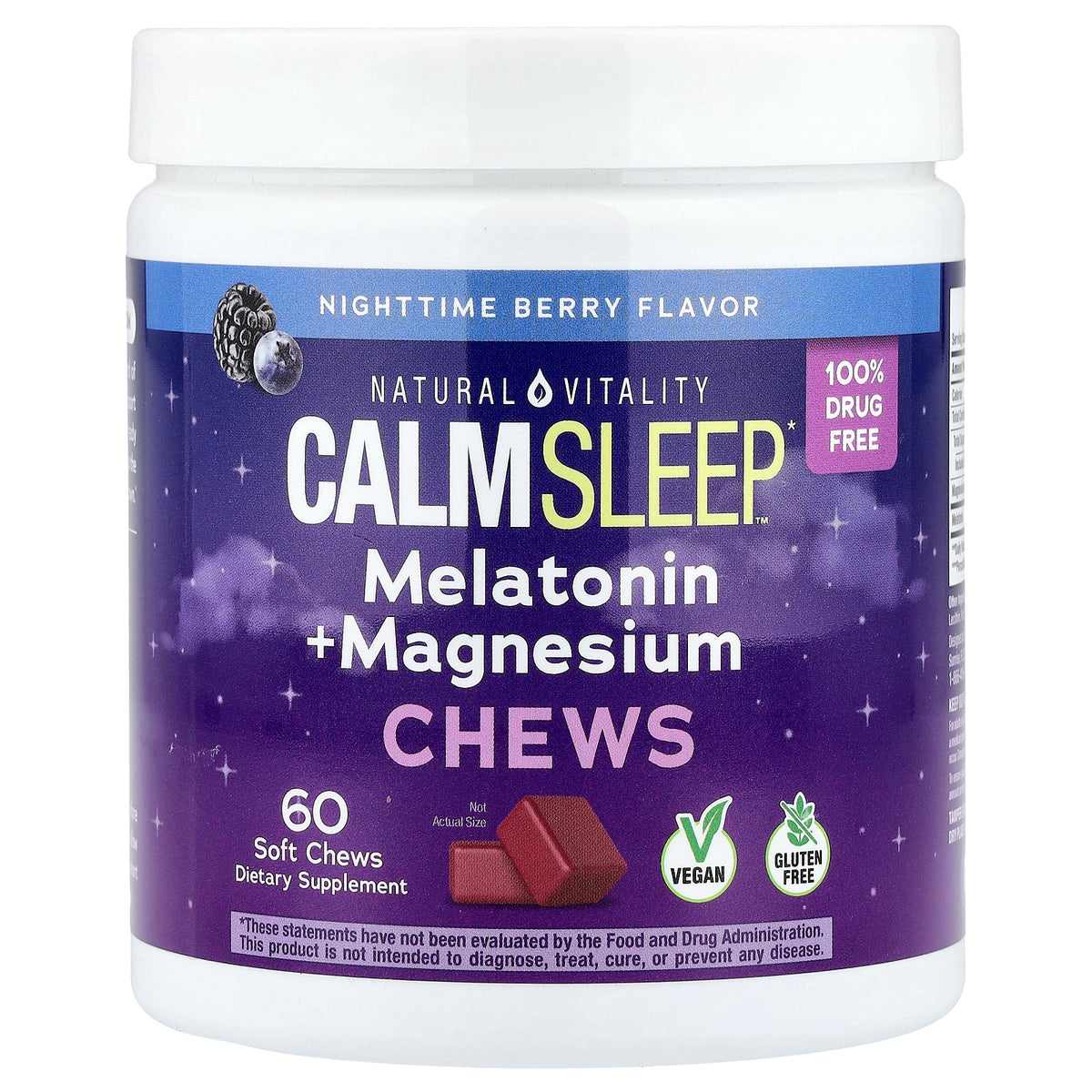 Natural Vitality, Calm Sleep™, Melatonin + Magnesium Chews, Nighttime Berry, 60 Soft Chews