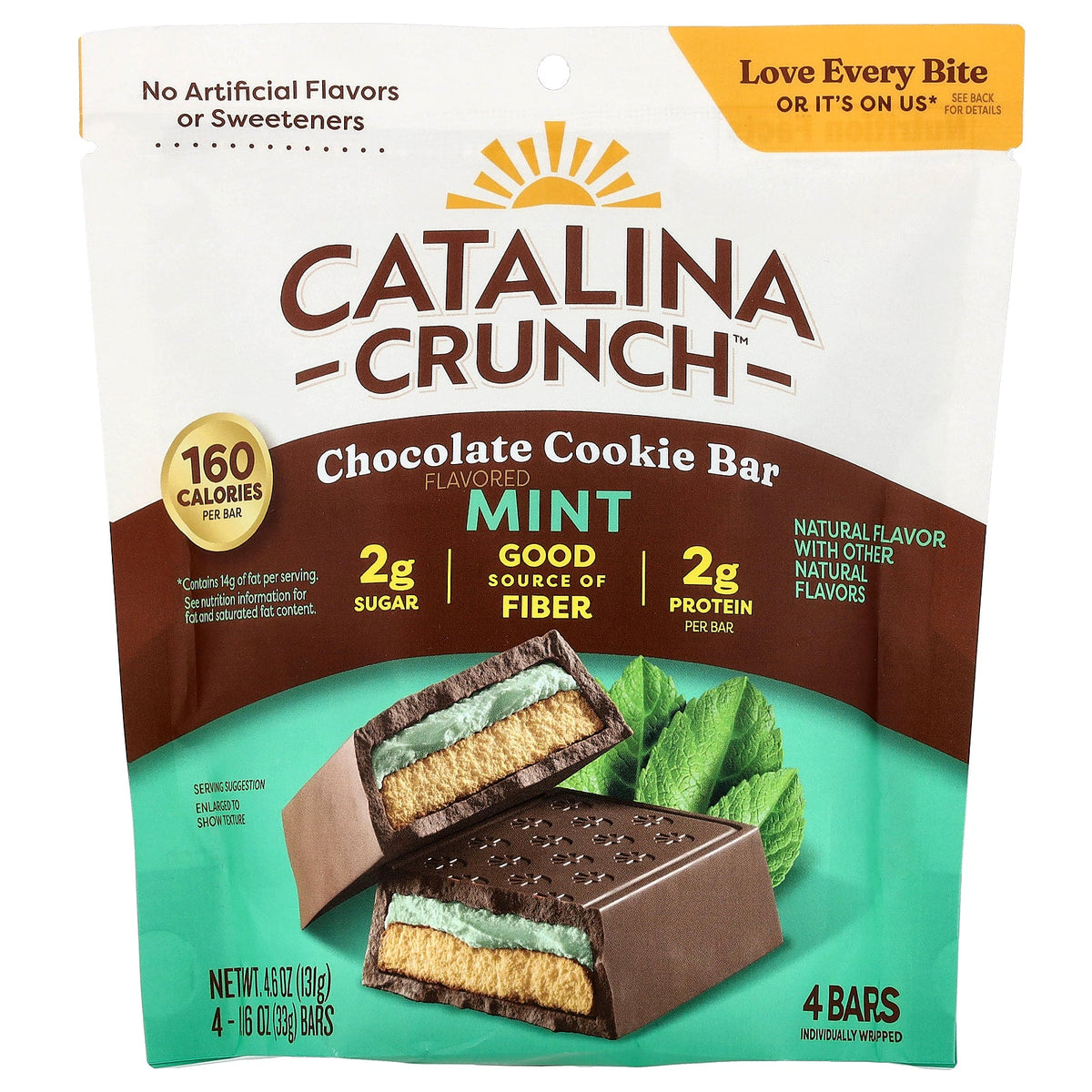 Catalina Crunch, Chocolate Cookie Bar, Mint, 4 Bars, 1.16 oz (33 g) Each