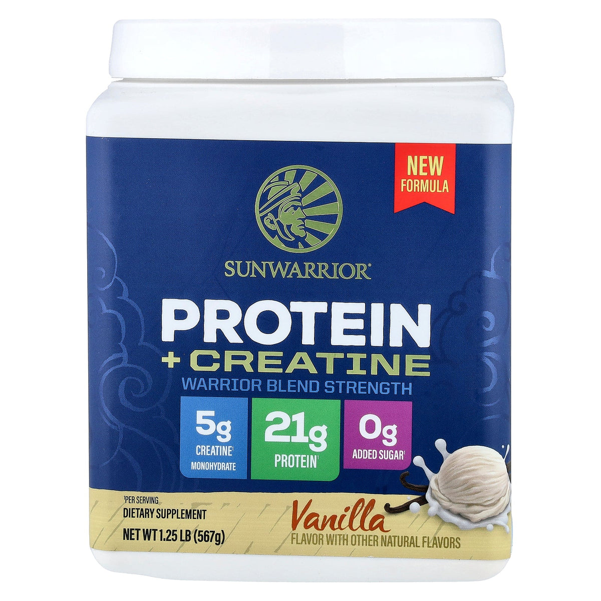 Sunwarrior, Protein + Creatine, Vanilla, 1.25 lb (567 g)