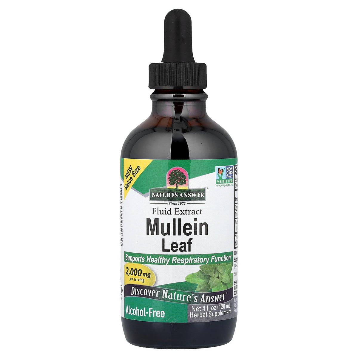Nature's Answer, Mullein Leaf, Fluid Extract, Alcohol Free, 4 fl oz (120 ml)