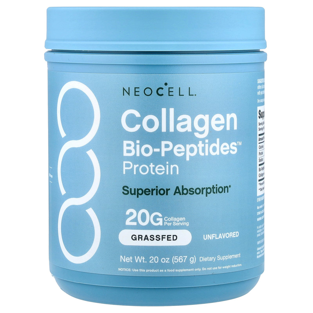 NeoCell, Collagen Bio-Peptides™ Protein, Unflavored, 20 oz (567 g)