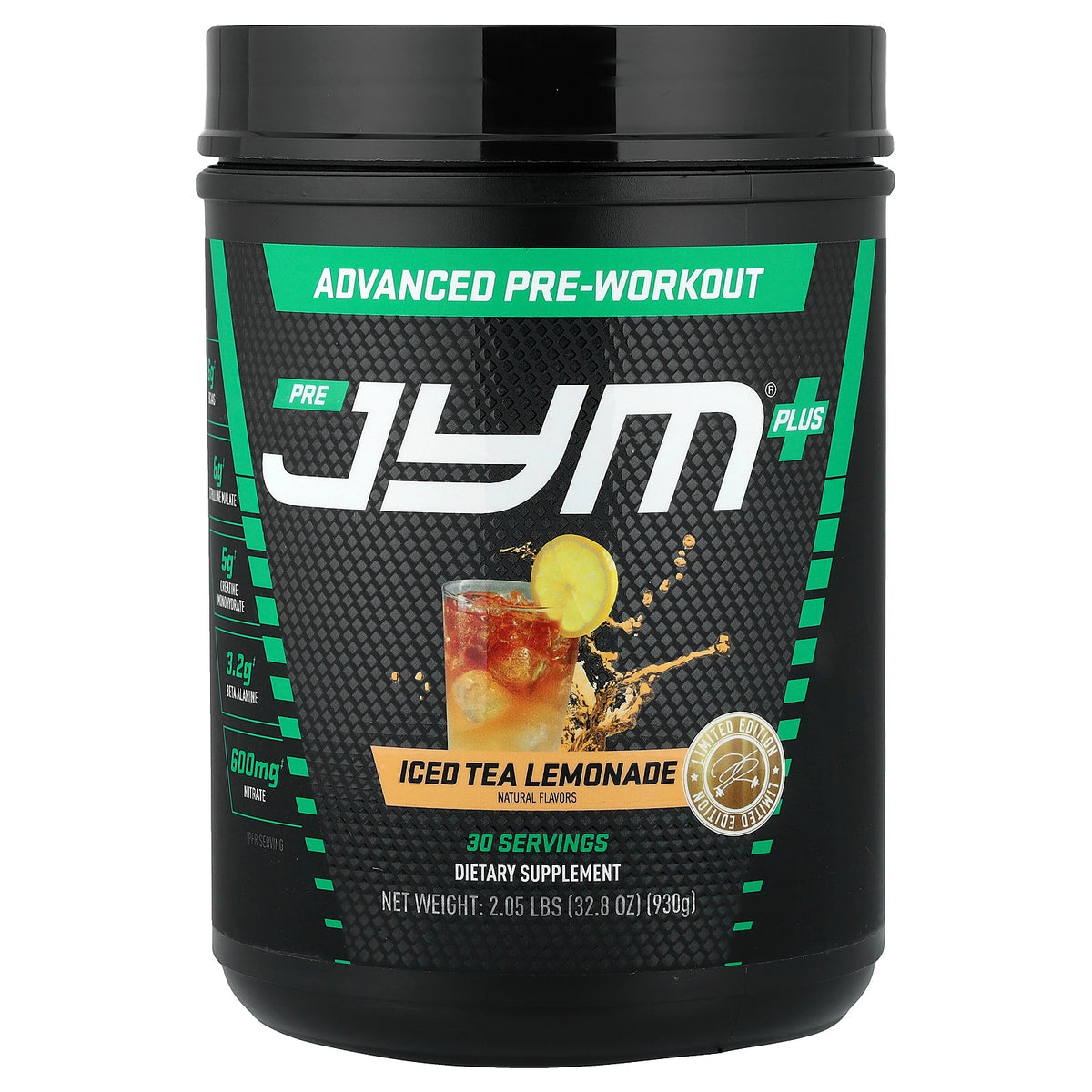 JYM Supplement Science, Pre JYM® Plus, Advanced Pre-Workout, Iced Tea Lemonade, 2.05 lbs (930 g)