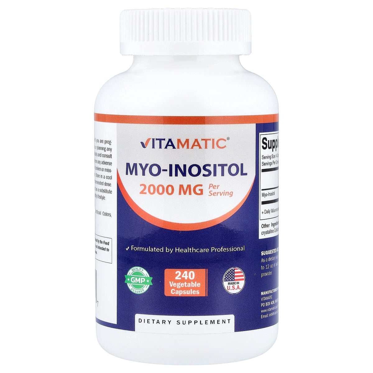 Vitamatic, Myo-Inositol, 240 Vegetable Capsules (500 mg per Capsule)