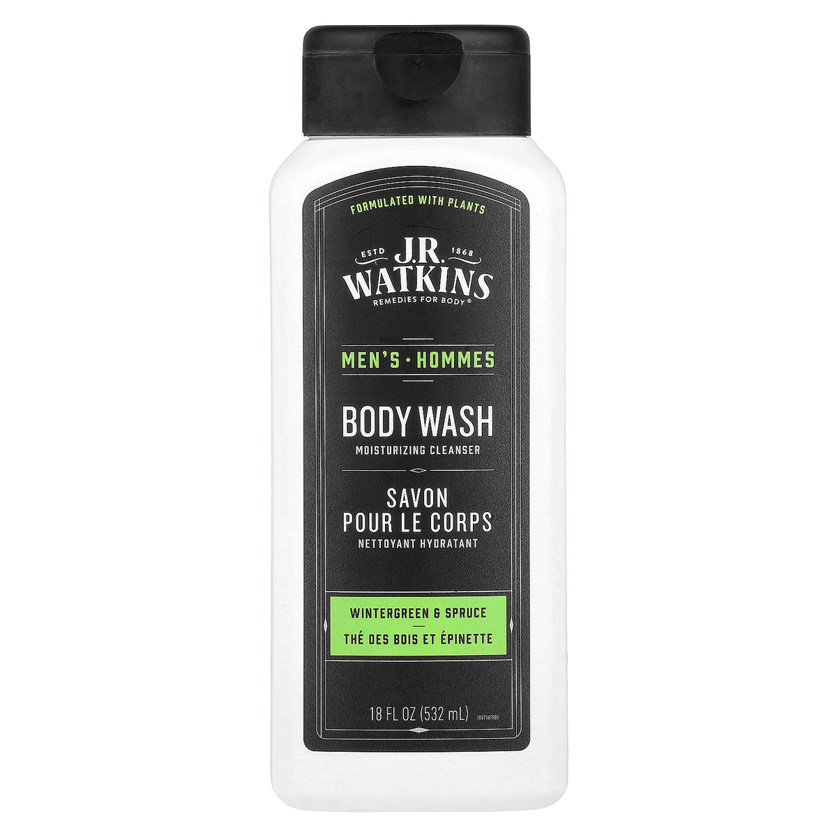 J R Watkins, Men's Body Wash, Wintergreen & Spruce, 18 fl oz (532 ml)