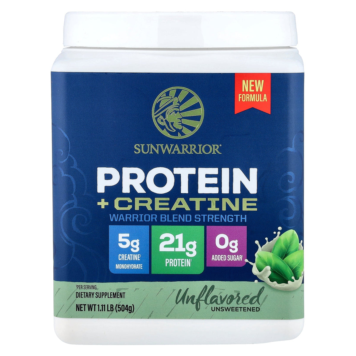 Sunwarrior, Protein + Creatine, Unflavored, 1.11 lb (504 g)