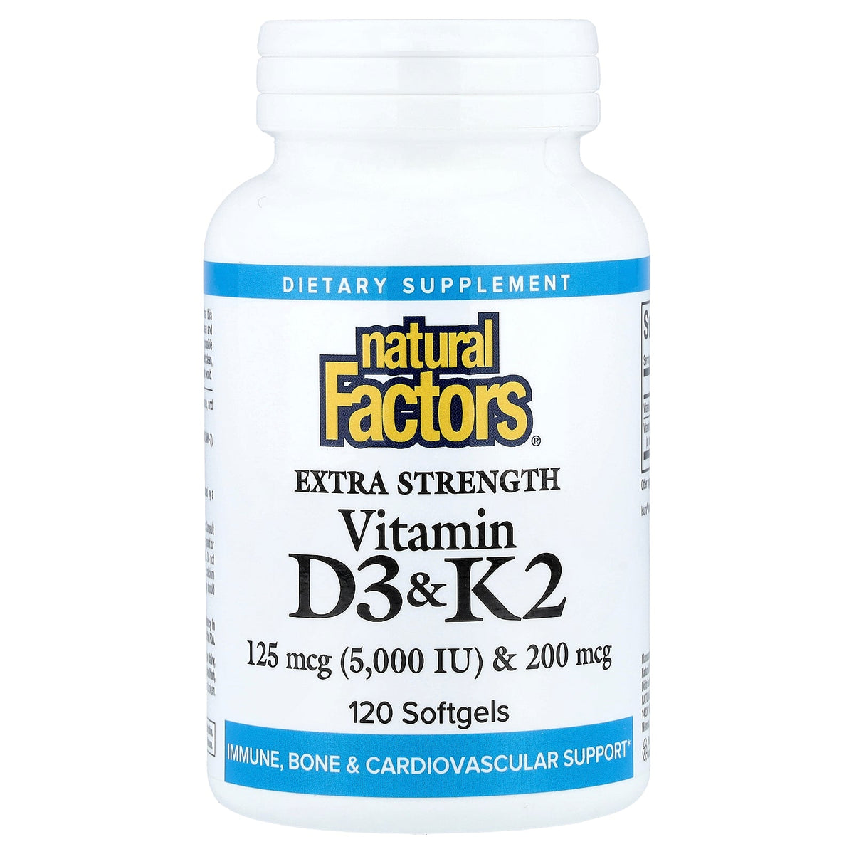 Natural Factors, Vitamin D3 & K2, 120 Softgels