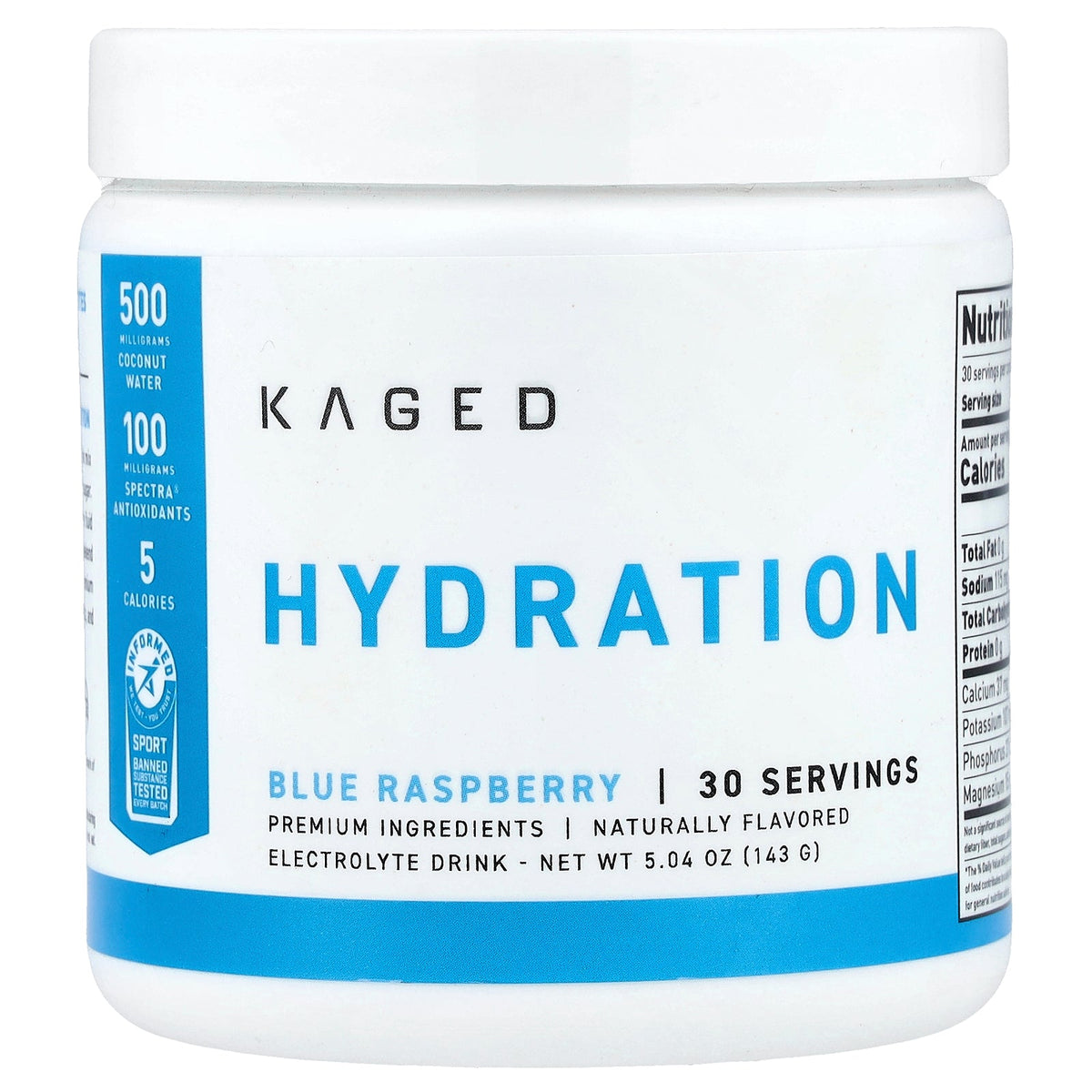 Kaged, Hydration, Blue Raspberry, 5.04 oz (143 g)