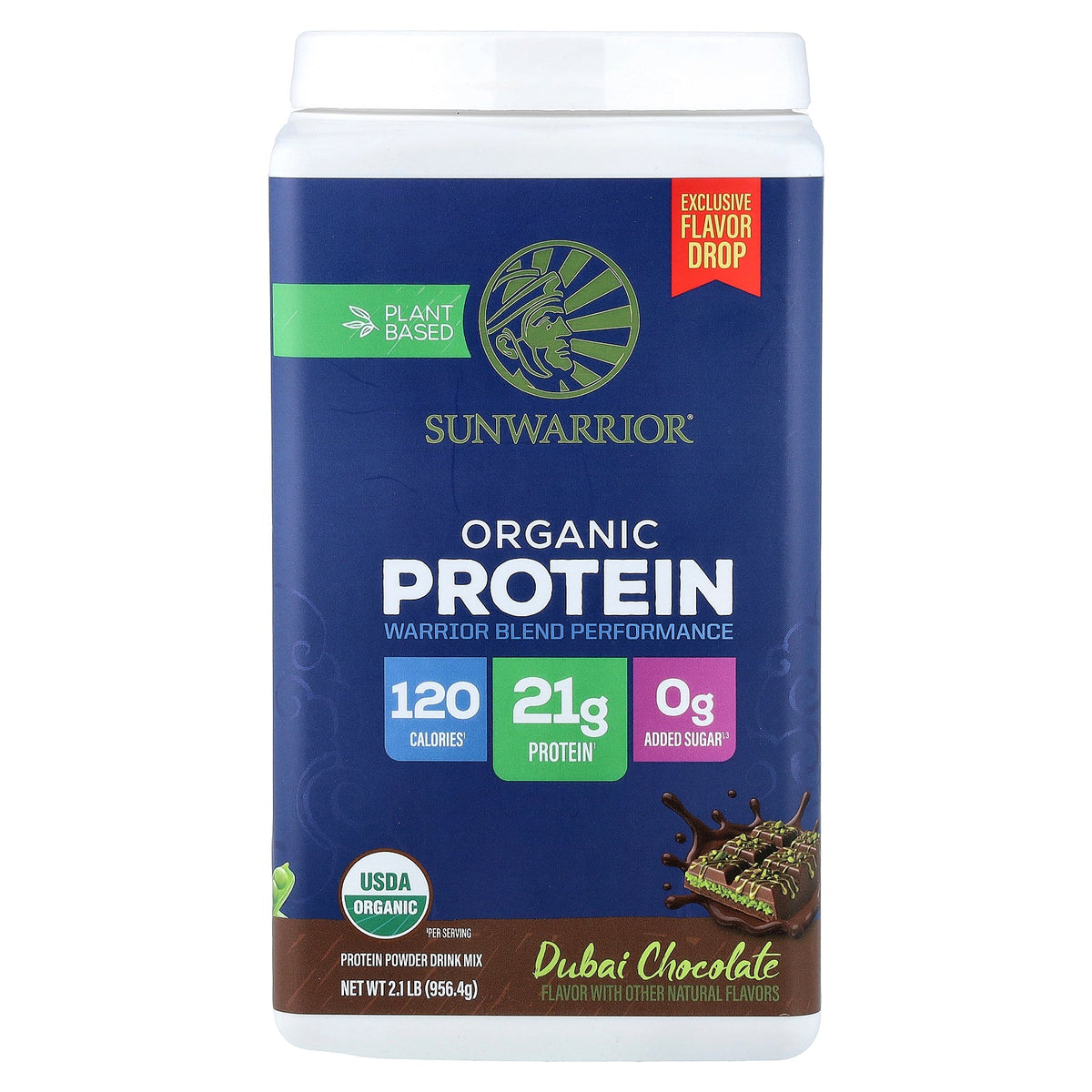 Sunwarrior, Plant Based Organic Protein, Dubai Chocolate, 2.1 lb (956.4 g)