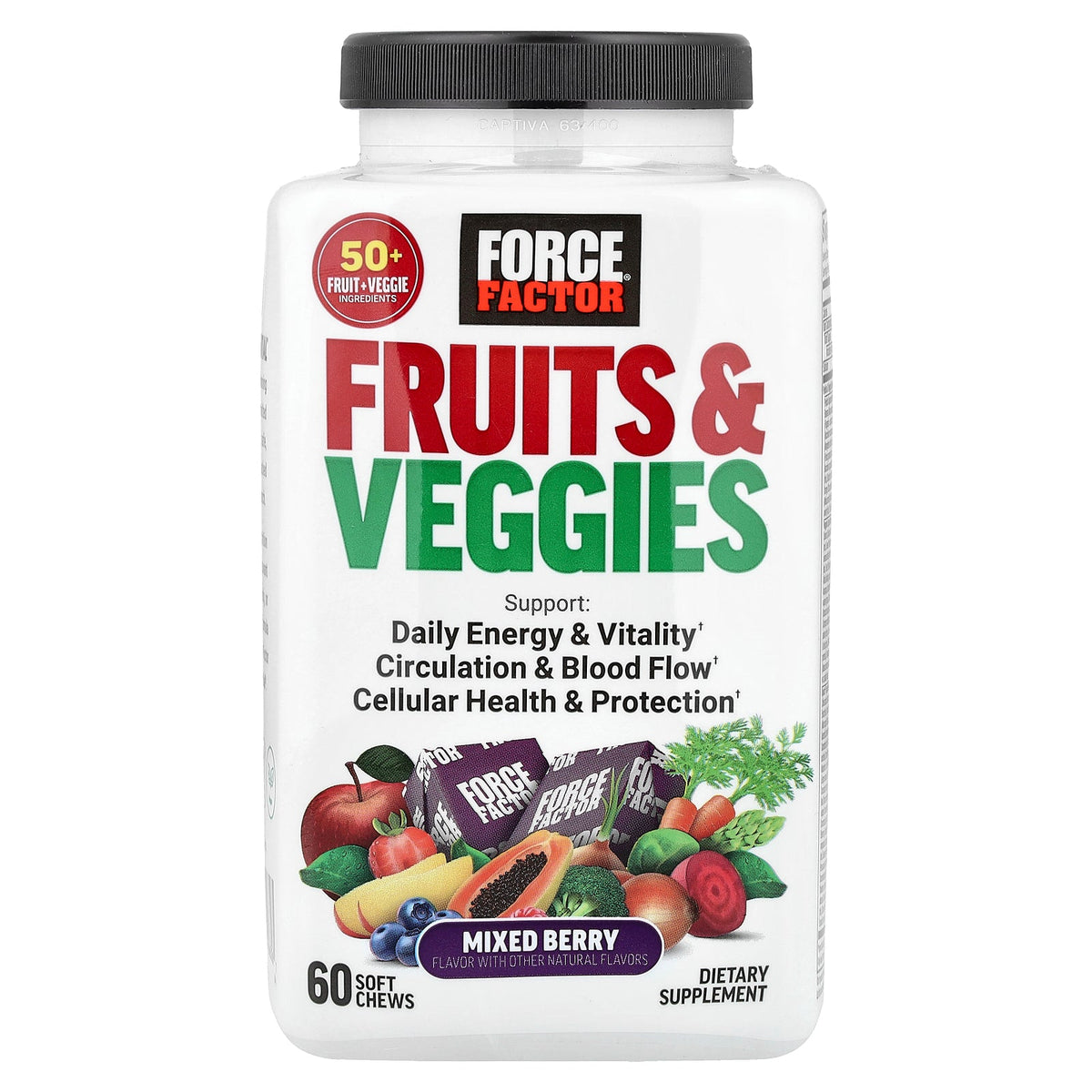 Force Factor, Fruits & Veggies, Mixed Berry, 60 Soft Chews