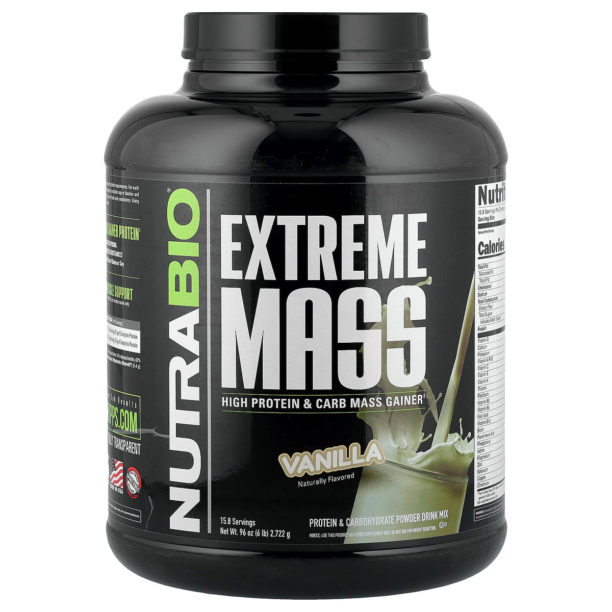 NutraBio, Extreme Mass, Vanilla, 6 lb (2,722 g)