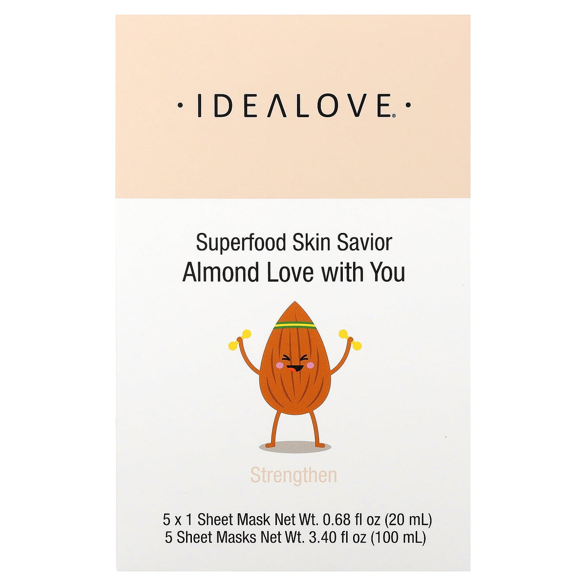 Idealove, Superfood Skin Savior Beauty Masks, Almond Love with You, 5 Sheets, 0.68 fl oz (20 ml) Each