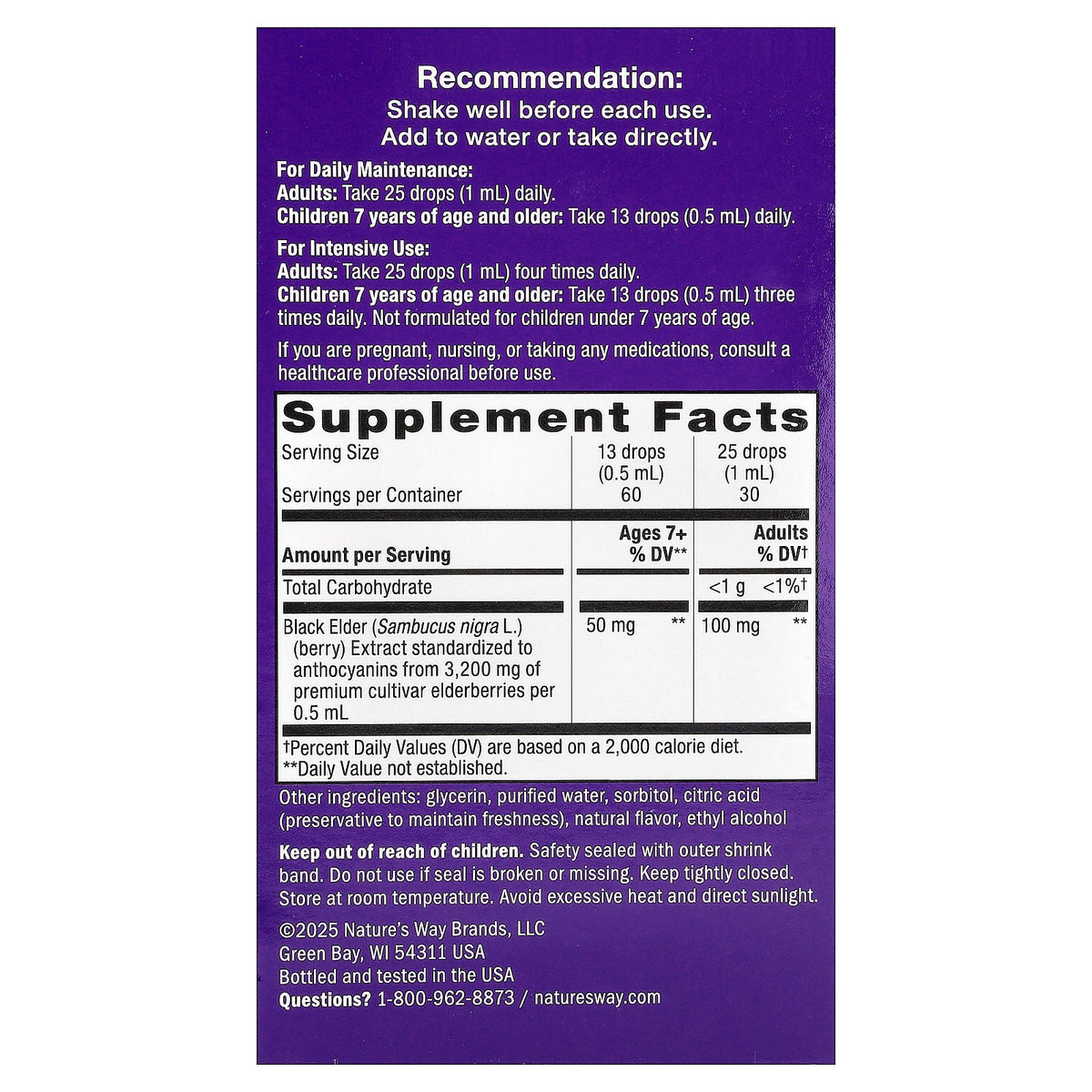 Nature's Way, Sambucus® Elderberry Drops, Ages 7+, Berry, 1 fl oz (30 ml)