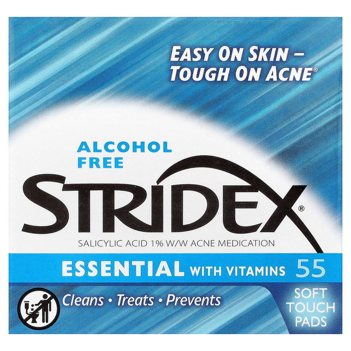 Stridex, Essential with Vitamins, Alcohol Free, 55 Soft Touch Pads