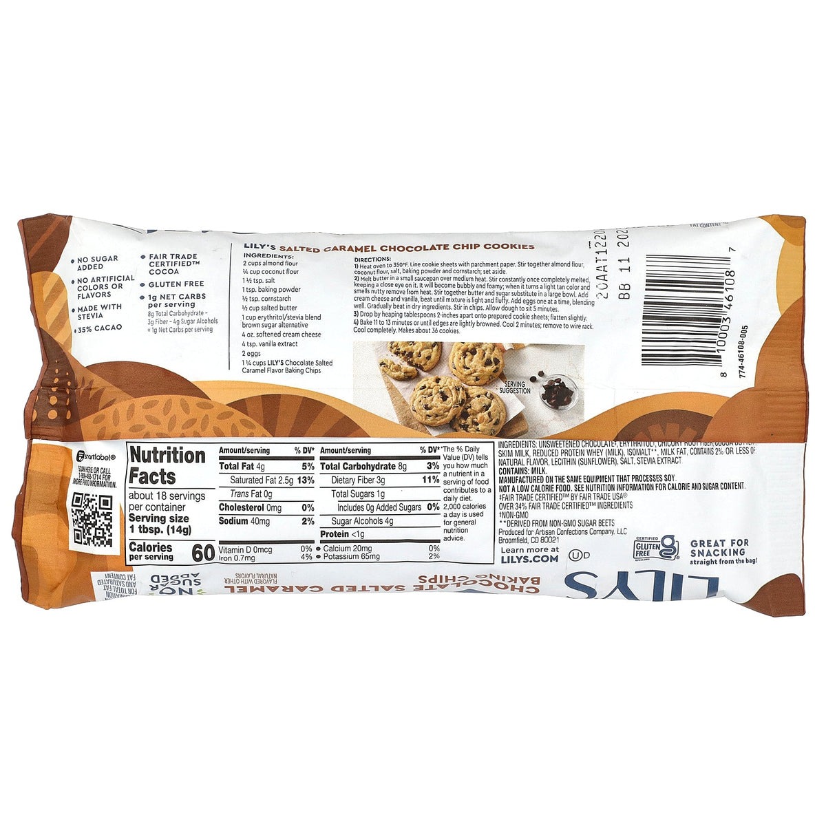 Lily's Sweets, Baking Chips, Chocolate Salted Caramel, 9 oz (255 g)