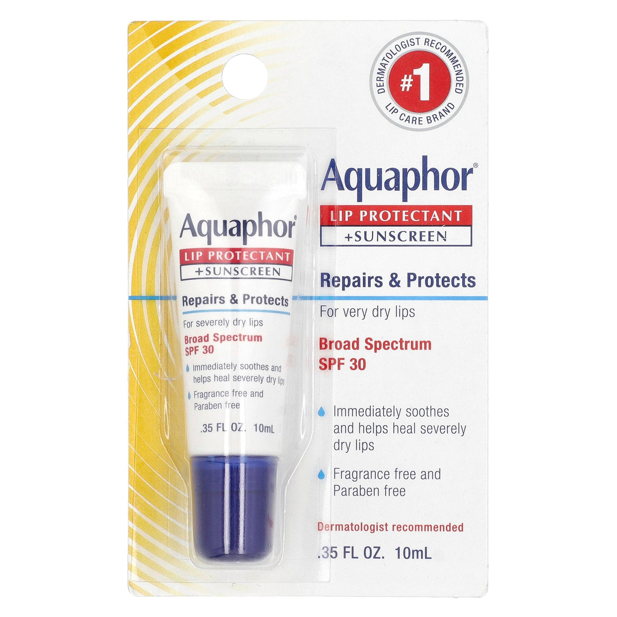 Aquaphor, Lip Protectant + Sunscreen, SPF 30, 0.35 fl oz (10 ml)