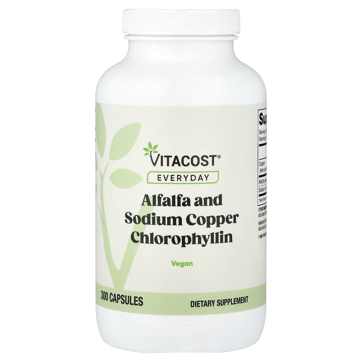 Vitacost, Everyday, Alfalfa and Sodium Copper Chlorophyllin, 300 Capsules