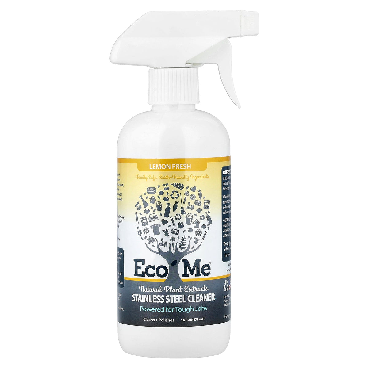 Eco-Me, Inc., Stainless Steel Cleaner Lemon Fresh, 16 fl oz (473 ml)