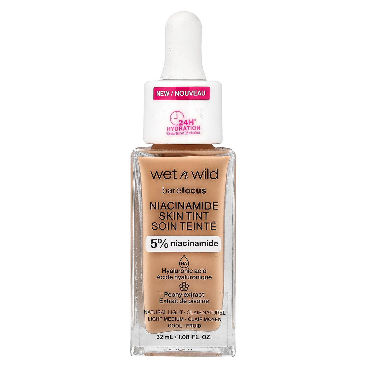 wet n wild, Barefocus, Niacinamide Skin Tint, 1116090 Natural Light, 1.08 fl oz (32 ml)