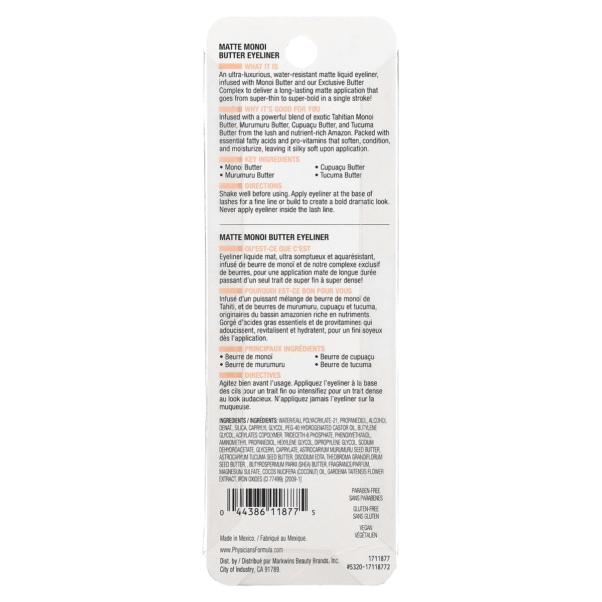 Physicians Formula, Matte Monoi, Butter Eyeliner, 1711877 Matte Black, 0.2 fl oz (6 ml)