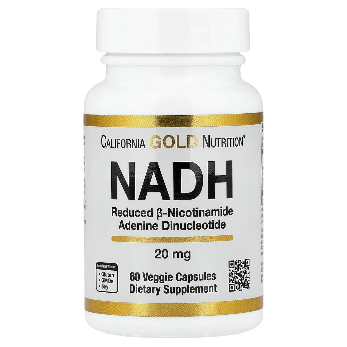 California Gold Nutrition, NADH, 20 mg, 60 Veggie Capsules