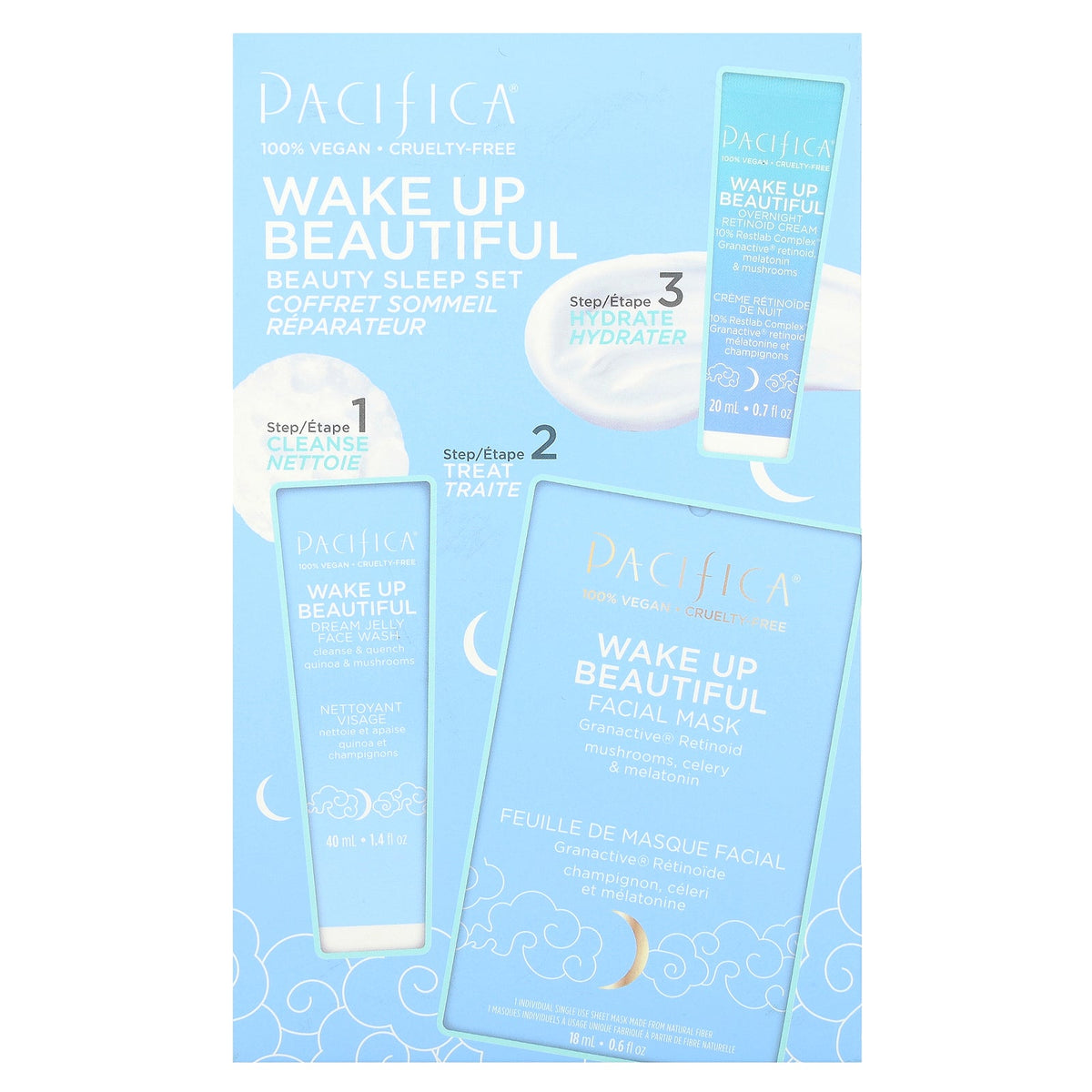 Pacifica, Wake Up Beautiful, Beauty Sleep Set, 3 Piece Set