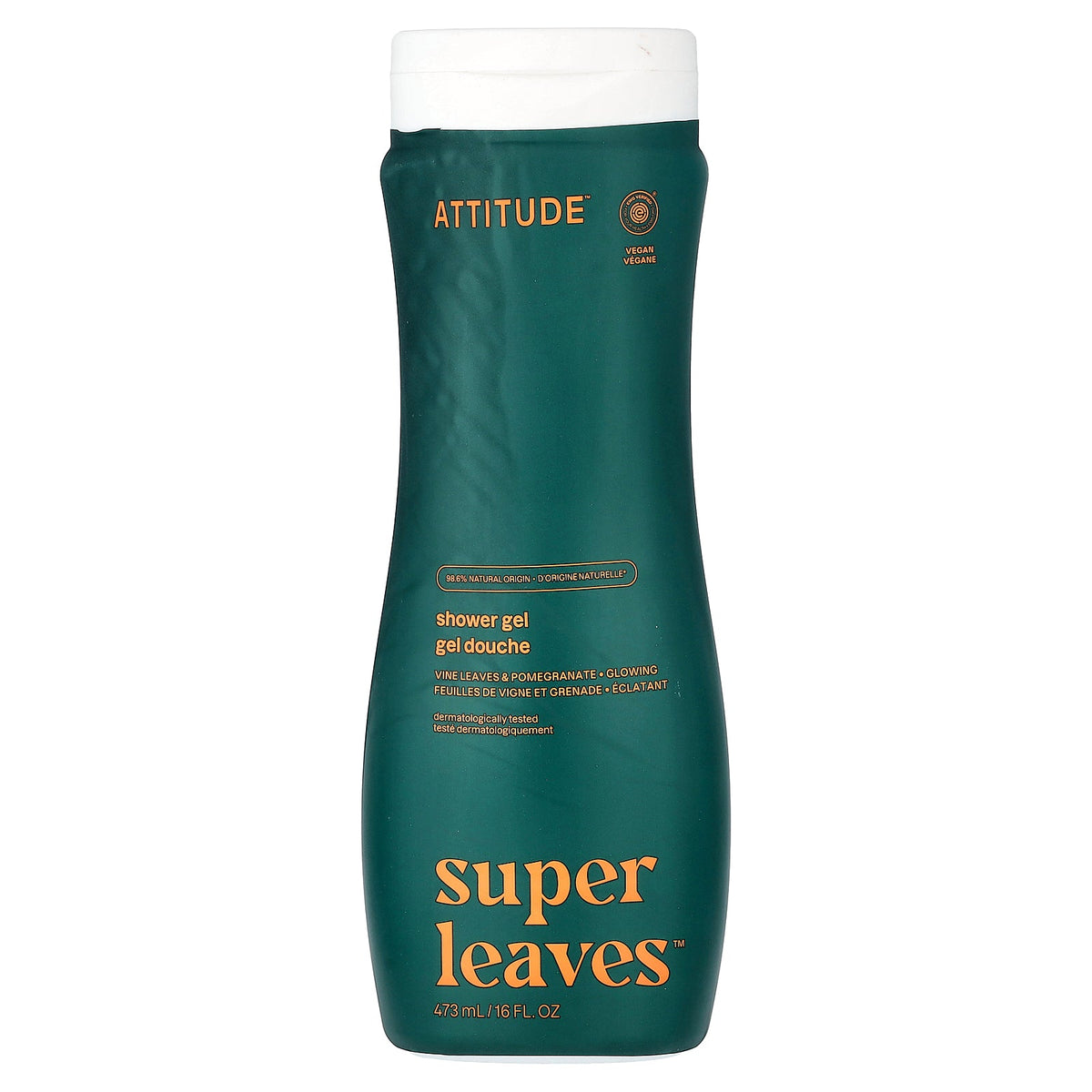 ATTITUDE, Super Leaves™ Shower Gel, Vine Leaves & Pomegranate, 16 fl oz (473 ml)